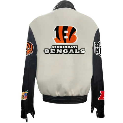 Alternative view of Cincinnati Bengals Off-White Wool & Leather Varsity Jacket