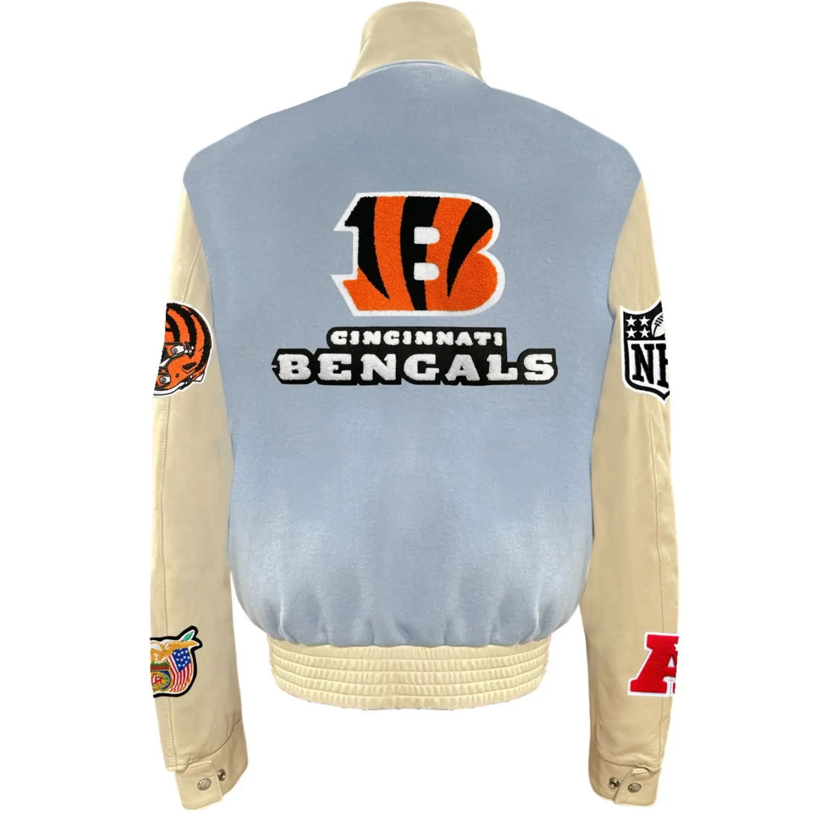 Cincinnati Bengals Baby Blue Wool & Leather Varsity Jacket - Image 2