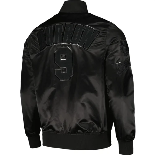 Alternative view of Cincinnati Bengals Triple Black Satin Varsity Jacket