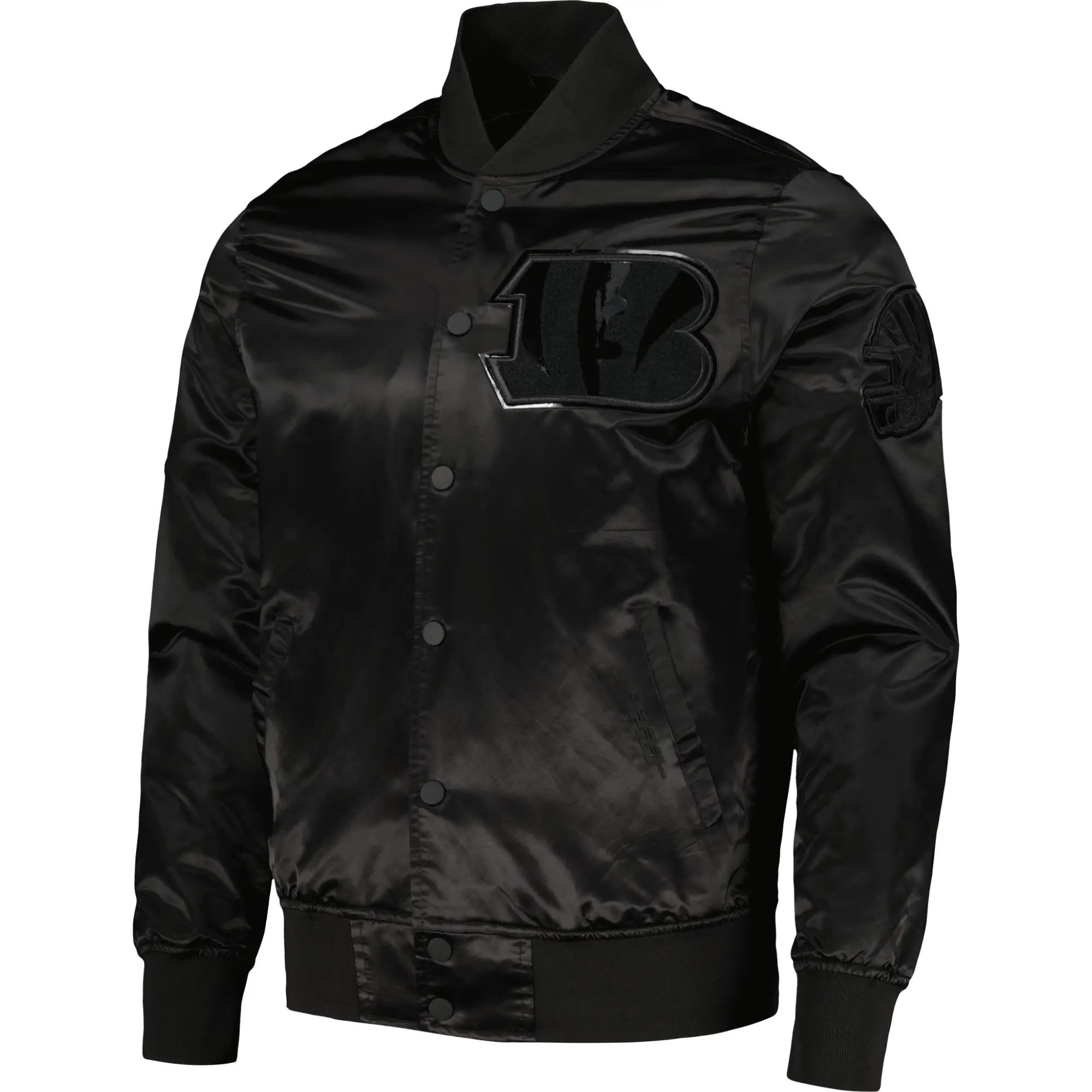 Cincinnati Bengals Triple Black Satin Varsity Jacket