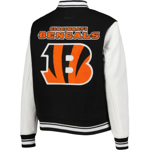 Alternative view of Cincinnati Bengals Mash Up Wool & Leather Black/White Varsity Jacket