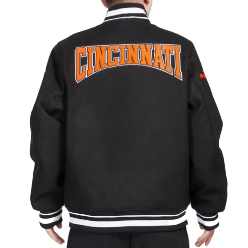 Alternative view of Cincinnati Bengals Crest Emblem Wool Black Varsity Jacket