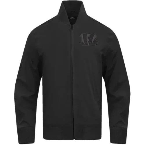 Cincinnati Bengals Neutral Black Satin Varsity Zipper Jacket