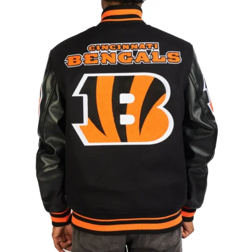Alternative view of Cincinnati Bengals Mashup Wool & Leather Black Varsity Jacket