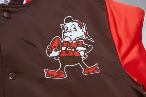 Cleveland Browns Cooperstown Heavyweight Full-Snap Brown Varsity Jacket - Image 4