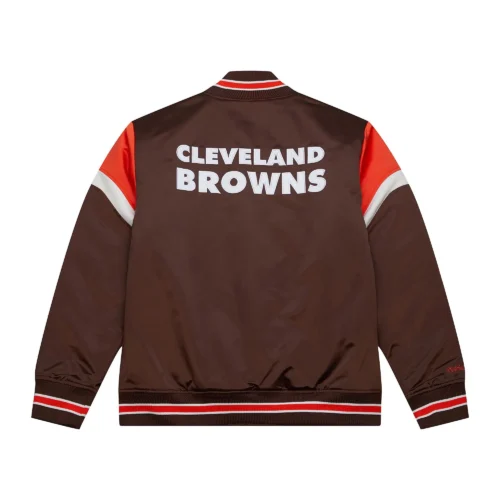 Alternative view of Cleveland Browns Cooperstown Heavyweight Full-Snap Brown Varsity Jacket