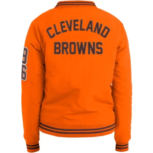 Alternative view of Women's Cleveland Browns Heavyweight Full-Snap Satin Varsity Jacket
