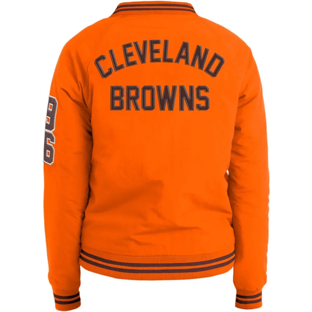 Women's Cleveland Browns Heavyweight Full-Snap Satin Varsity Jacket - Image 2