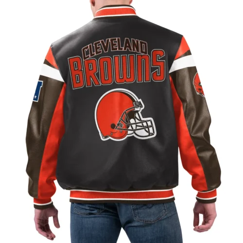 Alternative view of Cleveland Browns Full-Zip Leather Black Varsity Jacket