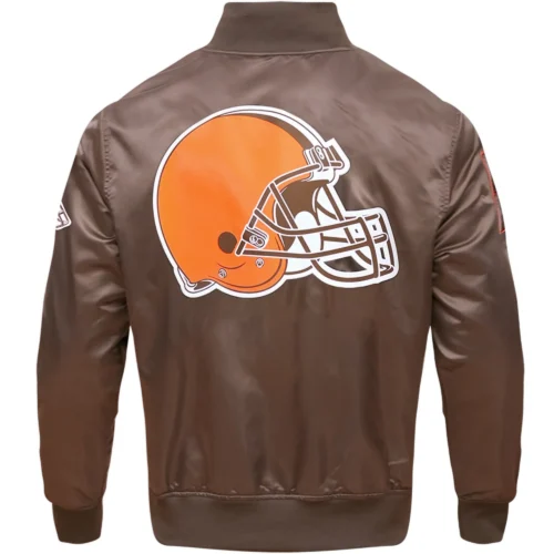 Alternative view of Cleveland Browns Classic Full-Snap Satin Varsity Brown Jacket