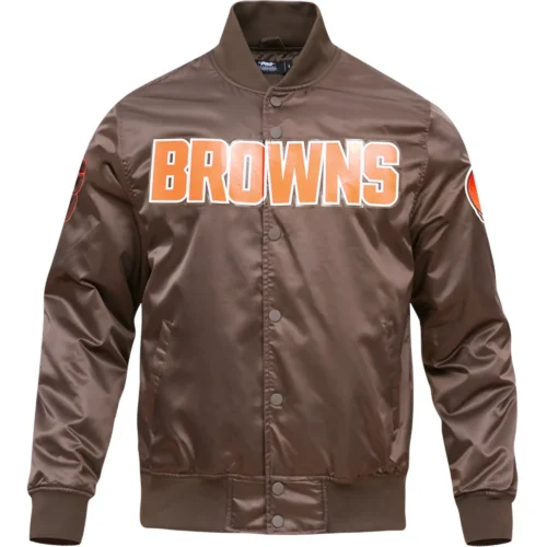 Cleveland Browns Classic Full-Snap Satin Varsity Brown Jacket