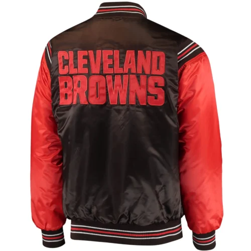 Alternative view of Cleveland Browns The Enforcer  Satin Black/Orange Varsity Jacket