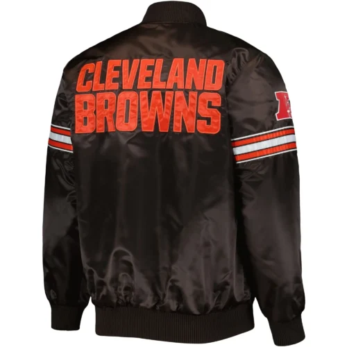 Alternative view of Cleveland Browns The Pick & Roll Full-Snap Satin Black Varsity Jacket