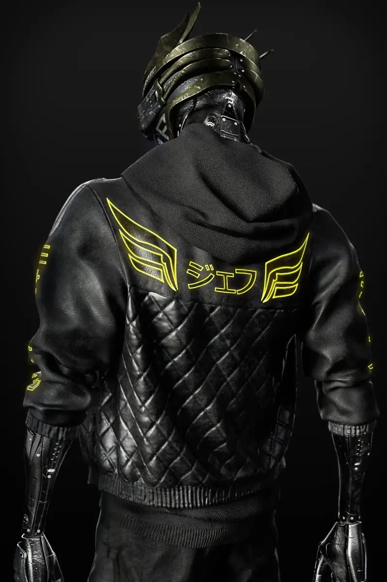 Cyberpunk 2077 Cyborg Bomber Leather Jacket - Image 3