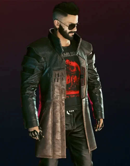 Alternative view of Cyberpunk 2077 Durable Brown Leather Coat