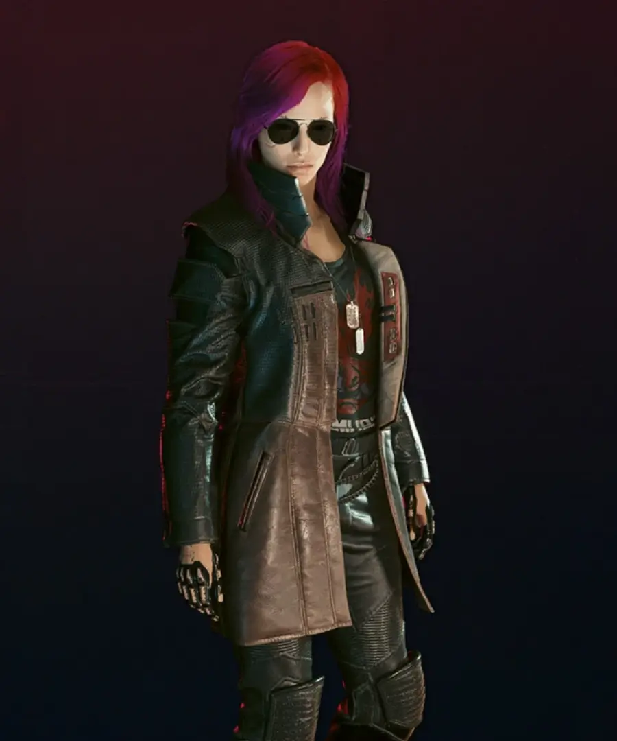 Cyberpunk 2077 Durable Women Brown Leather Coat
