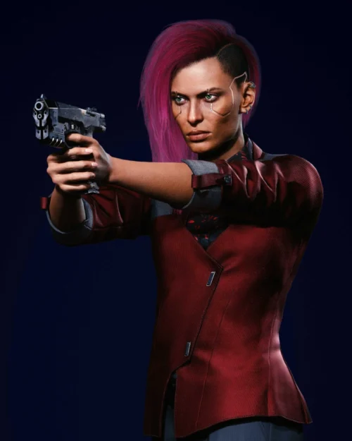 Alternative view of Cyberpunk 2077 Female V Red Leather Blazer