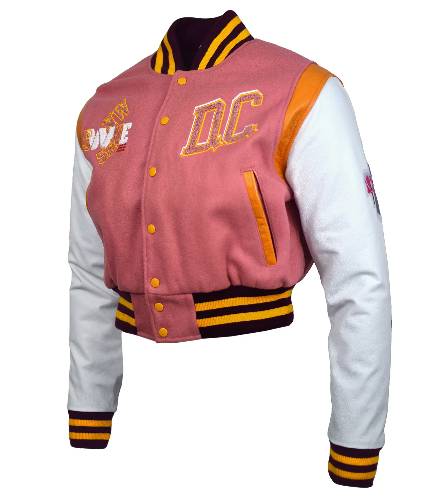Washington Commanders Women's Wool & Leather Cropped Varsity Jacket