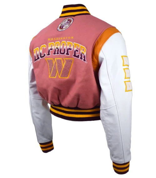 Alternative view of Washington Commanders Women's Wool & Leather Cropped Varsity Jacket