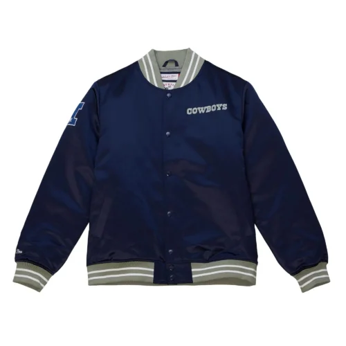 Dallas Cowboys Heavyweight  Full-Snap Blue Satin Varsity Jacket