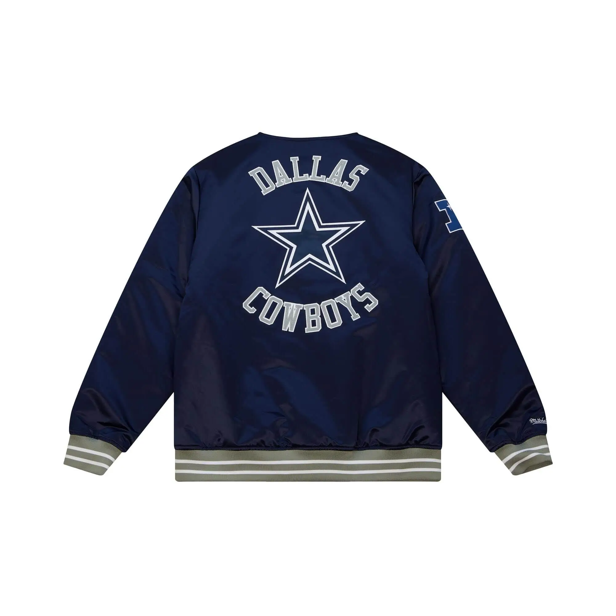 Dallas Cowboys Heavyweight Full-Snap Blue Satin Varsity Jacket - Image 2