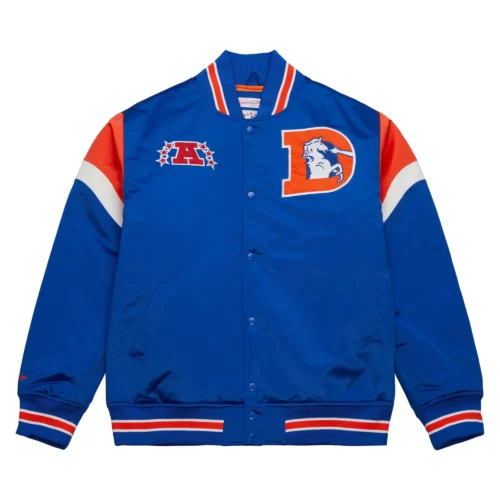 Denver Broncos Cooperstown Heavyweight Full-Snap Blue Varsity Jacket