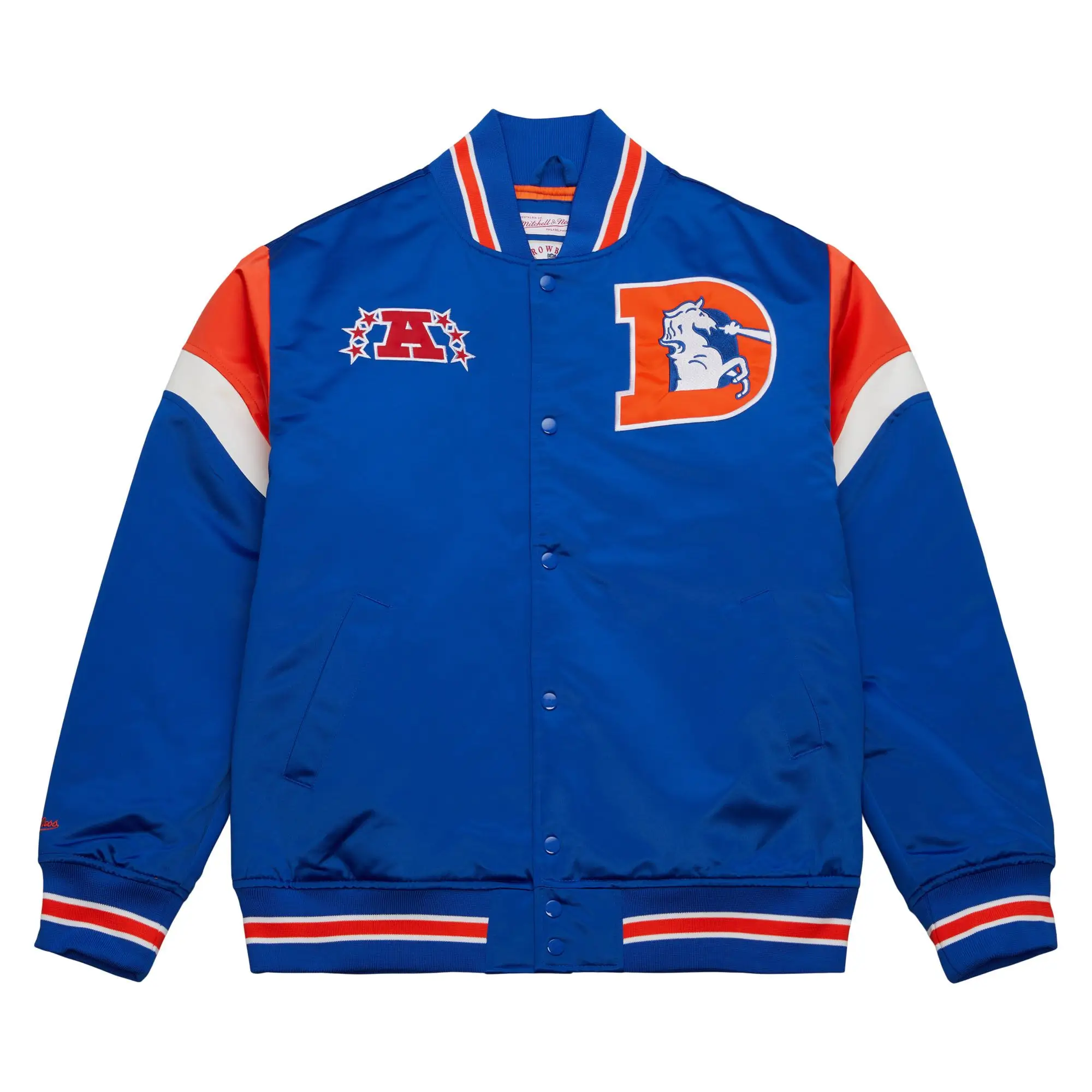 Denver Broncos Cooperstown Heavyweight Full-Snap Blue Varsity Jacket