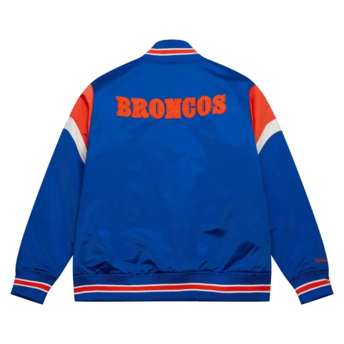 Alternative view of Denver Broncos Cooperstown Heavyweight Full-Snap Blue Varsity Jacket