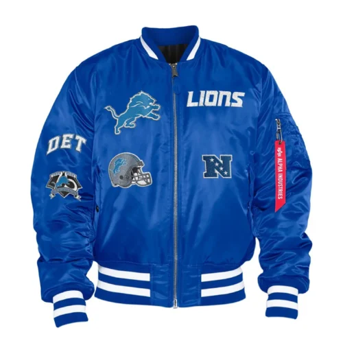 Detroit Lions Alpha Industries Ma-1 Royal Blue Varsity Jacket