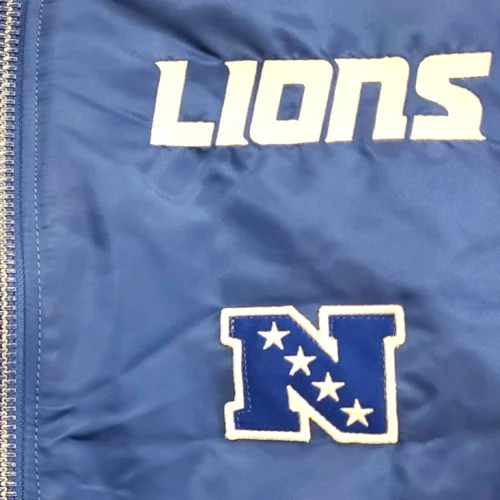 Detroit Lions Alpha Industries  Ma-1 Royal Blue Varsity Jacket - Image 3