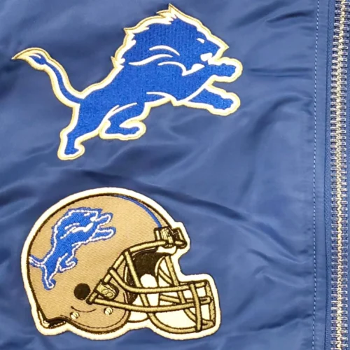 Detroit Lions Alpha Industries  Ma-1 Royal Blue Varsity Jacket - Image 4