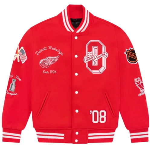 Detroit Red Wings Full-Snap Wool Varsity Red Jacket