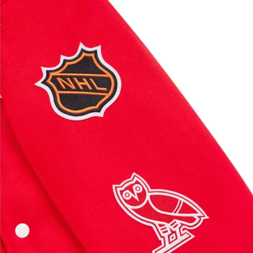 Detroit Red Wings Full-Snap Wool Varsity Red Jacket - Image 5