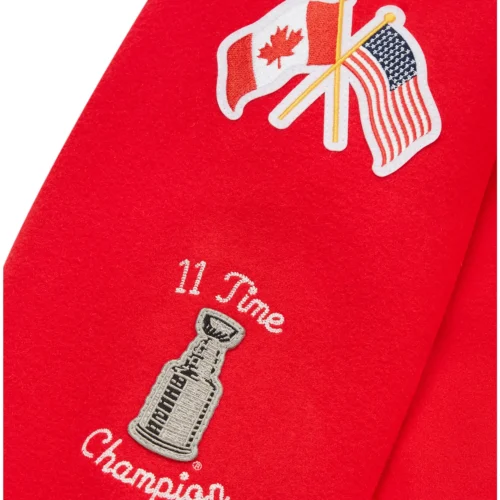 Detroit Red Wings Full-Snap Wool Varsity Red Jacket - Image 4