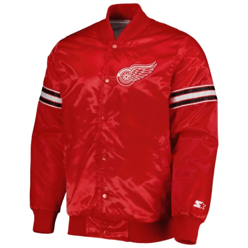 Detroit Red Wings The Pick & Roll Satin Varsity Jacket - Red