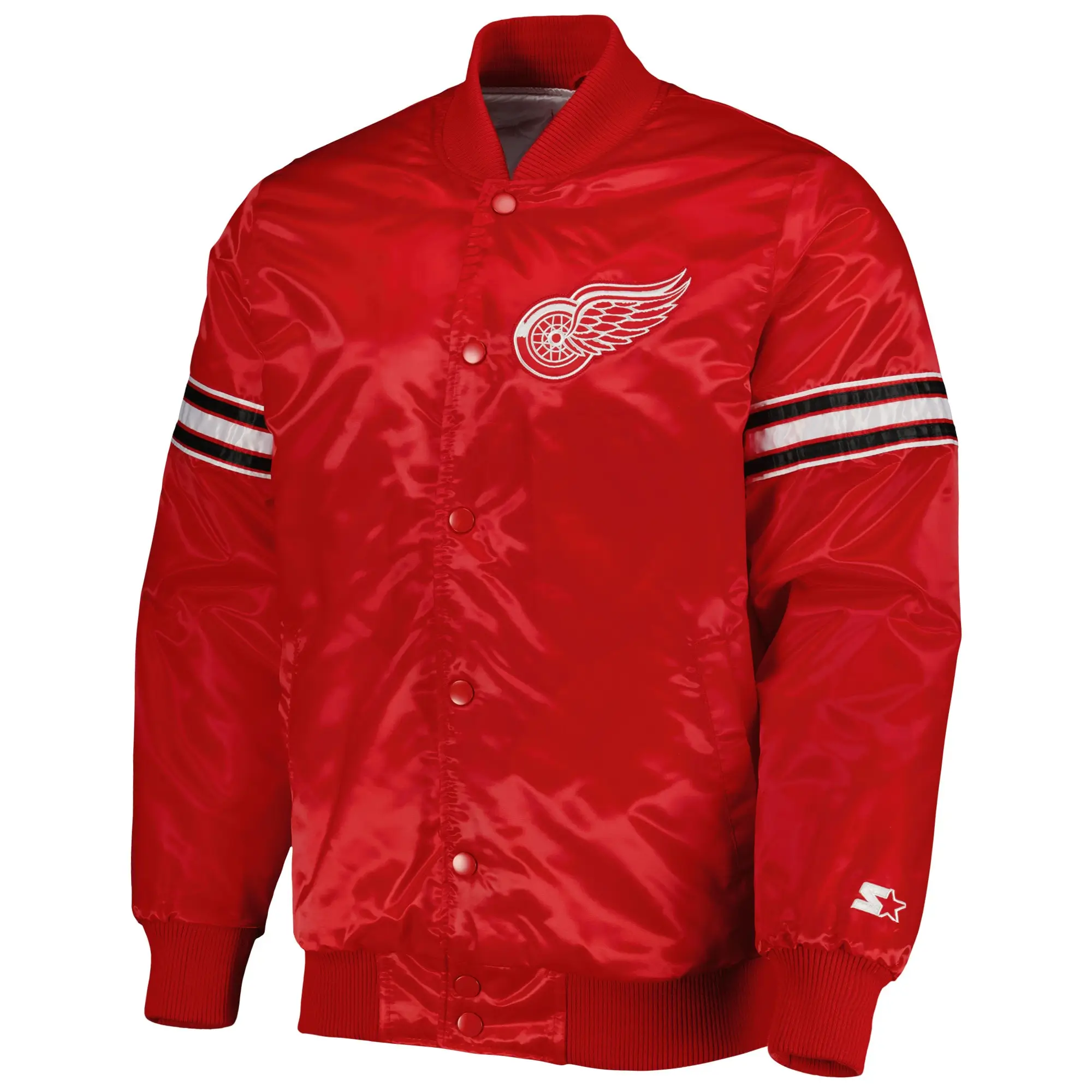 Detroit Red Wings The Pick & Roll Satin Varsity Jacket - Red