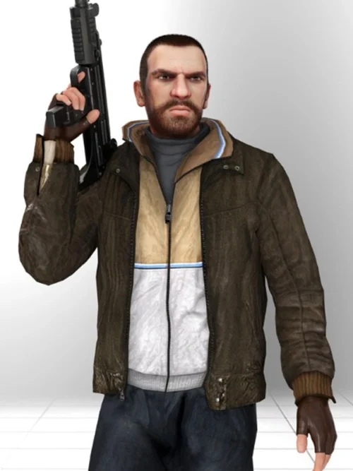 Alternative view of GTA-VI Niko Bellic Brown Leather Jacket