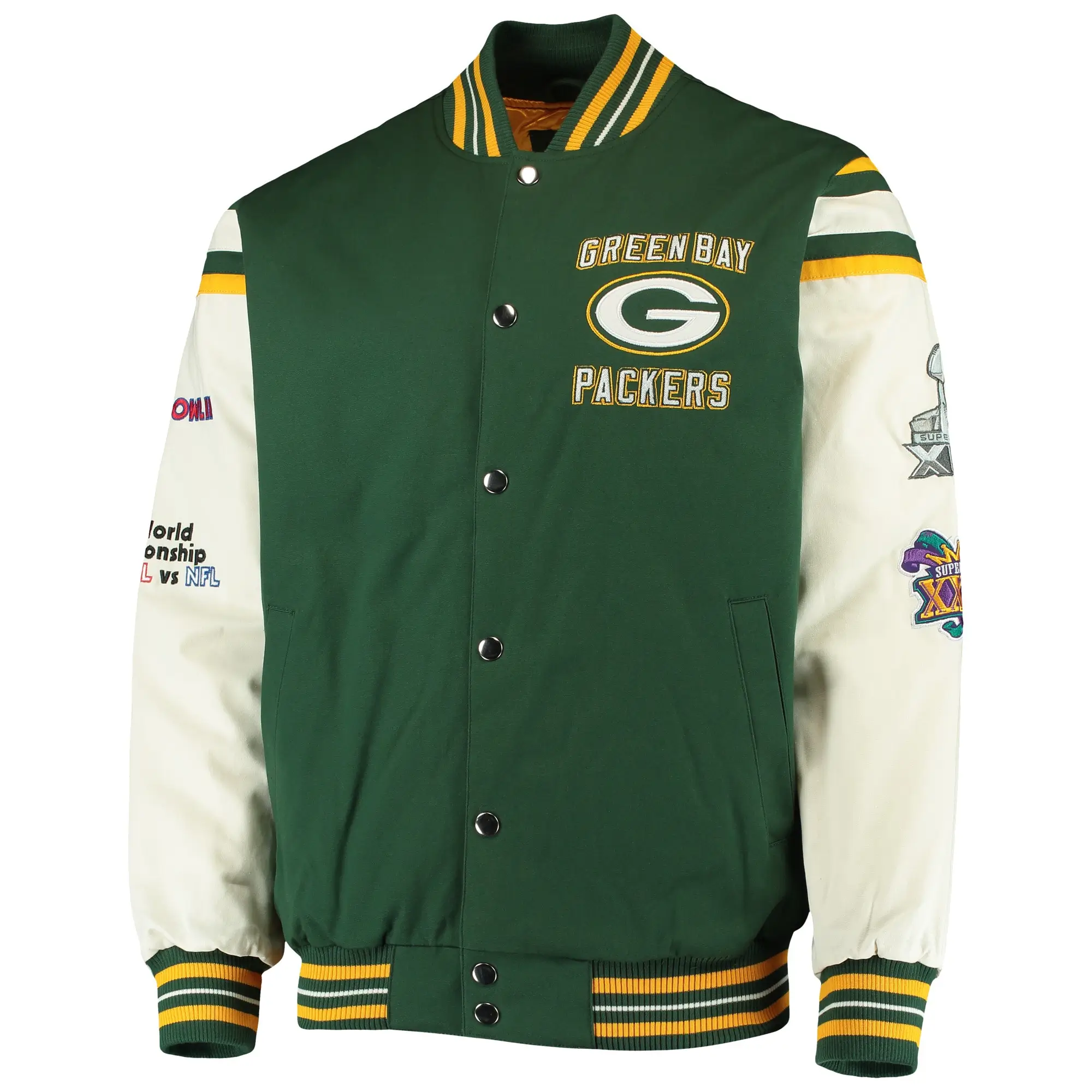 Green Bay Packers G-III Sports Victory Formation Commemorative Full-Snap Green Varsity Jacket