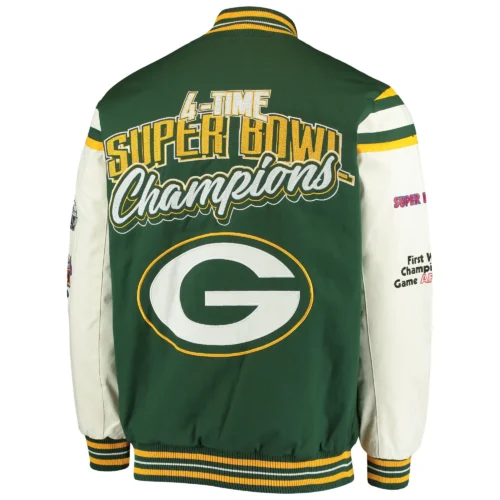 Alternative view of Green Bay Packers G-III Sports Victory Formation Commemorative Full-Snap Green Varsity Jacket