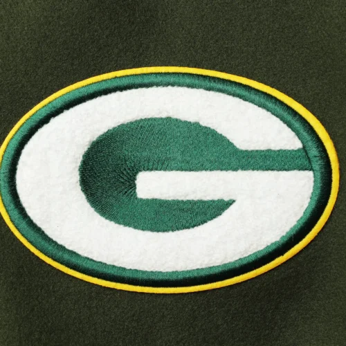 Green Bay Packers Classic Green & White Varsity Jacket - Image 3