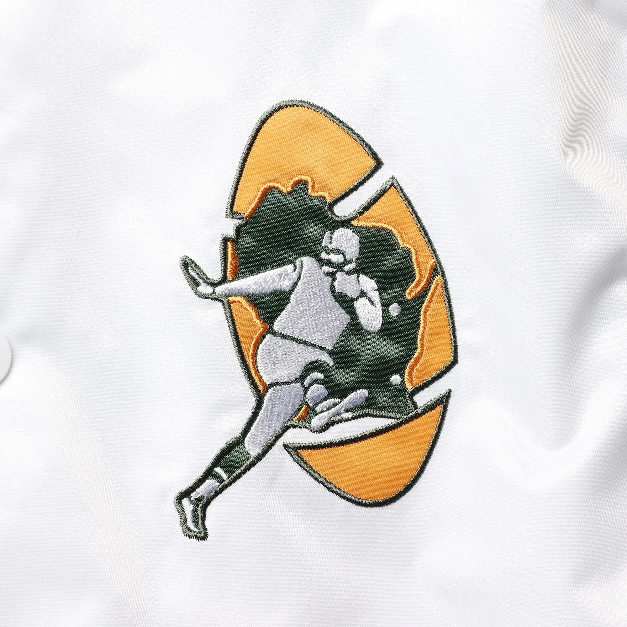 Green Bay Packers The Enforcer Satin White/Green Varsity Jacket - Image 3