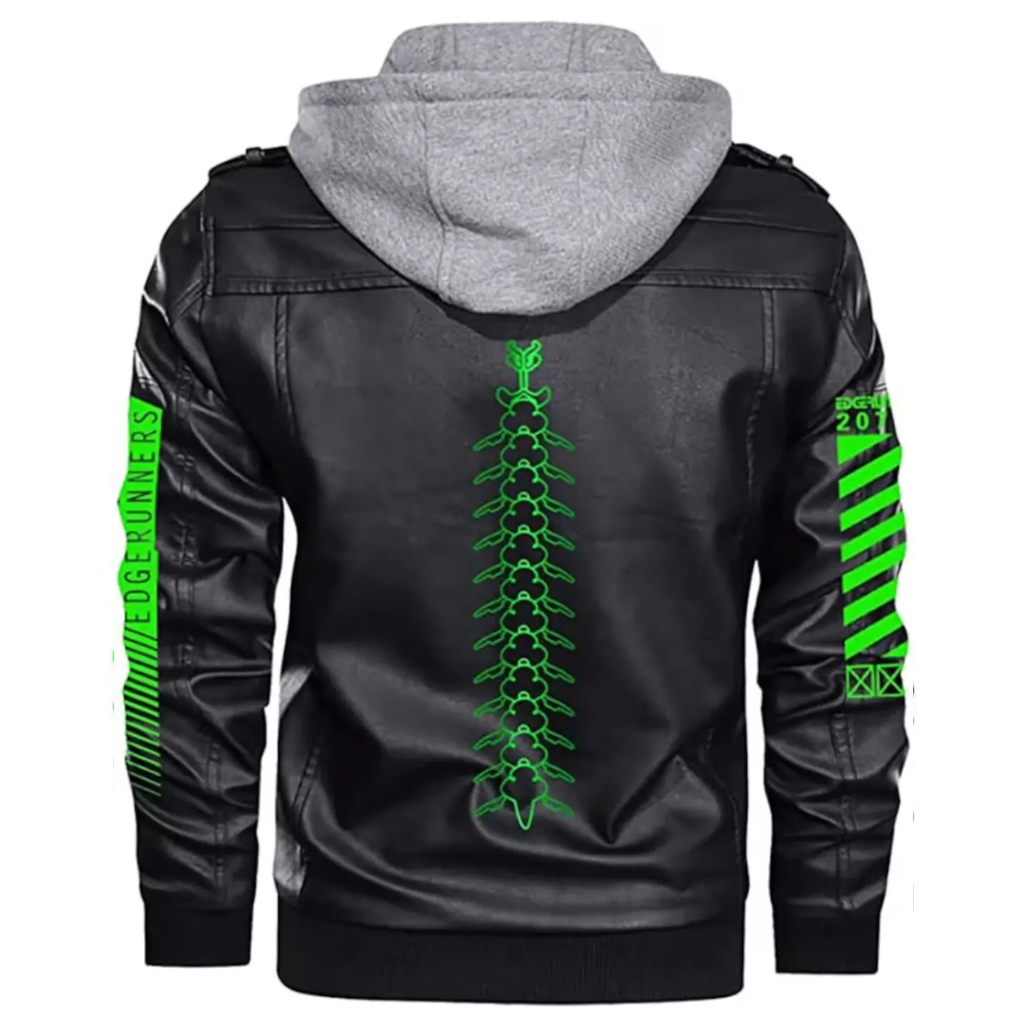 Alternative view of Halloween gaming Handmade Edge-runners 2077 Bomber Leather Jacket