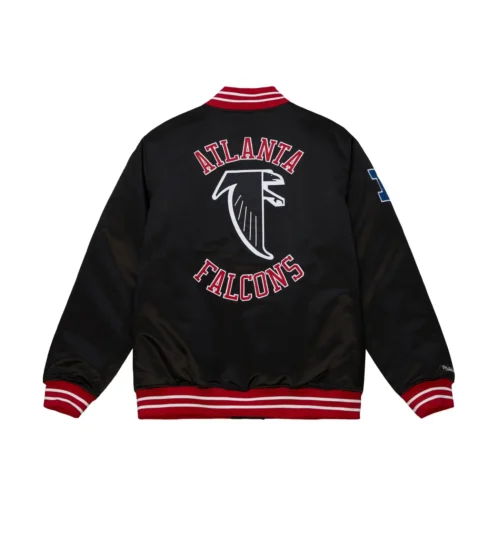Alternative view of Atlanta Falcons Heavyweight Full-Snap Black Satin Varsity Jacket