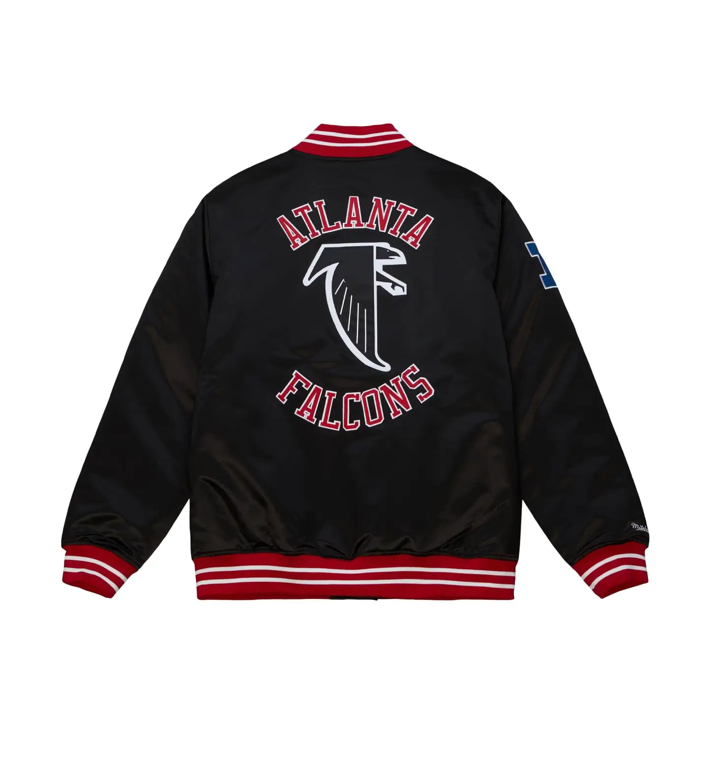 Atlanta Falcons Heavyweight Full-Snap Black Satin Varsity Jacket - Image 2