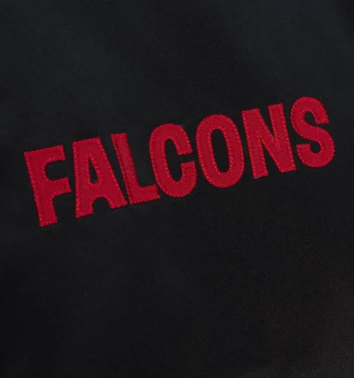 Atlanta Falcons Heavyweight Full-Snap Black Satin Varsity Jacket - Image 3
