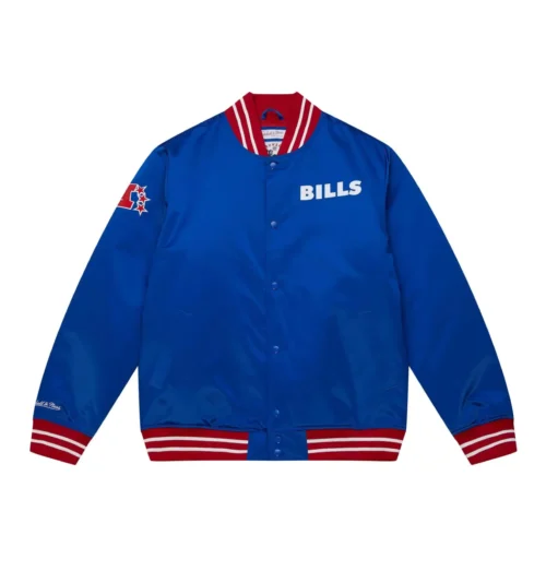 Buffalo Bills Heavyweight Full-Snap Satin Varsity Blue Jacket