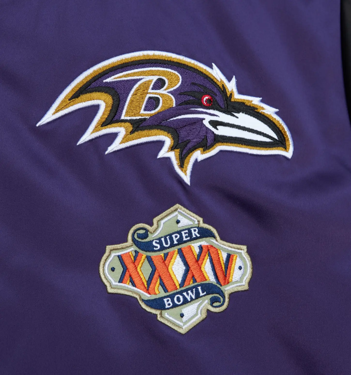 Baltimore Ravens Cooperstown Heavyweight Full-Snap Purple Satin Varsity Jacket - Image 4