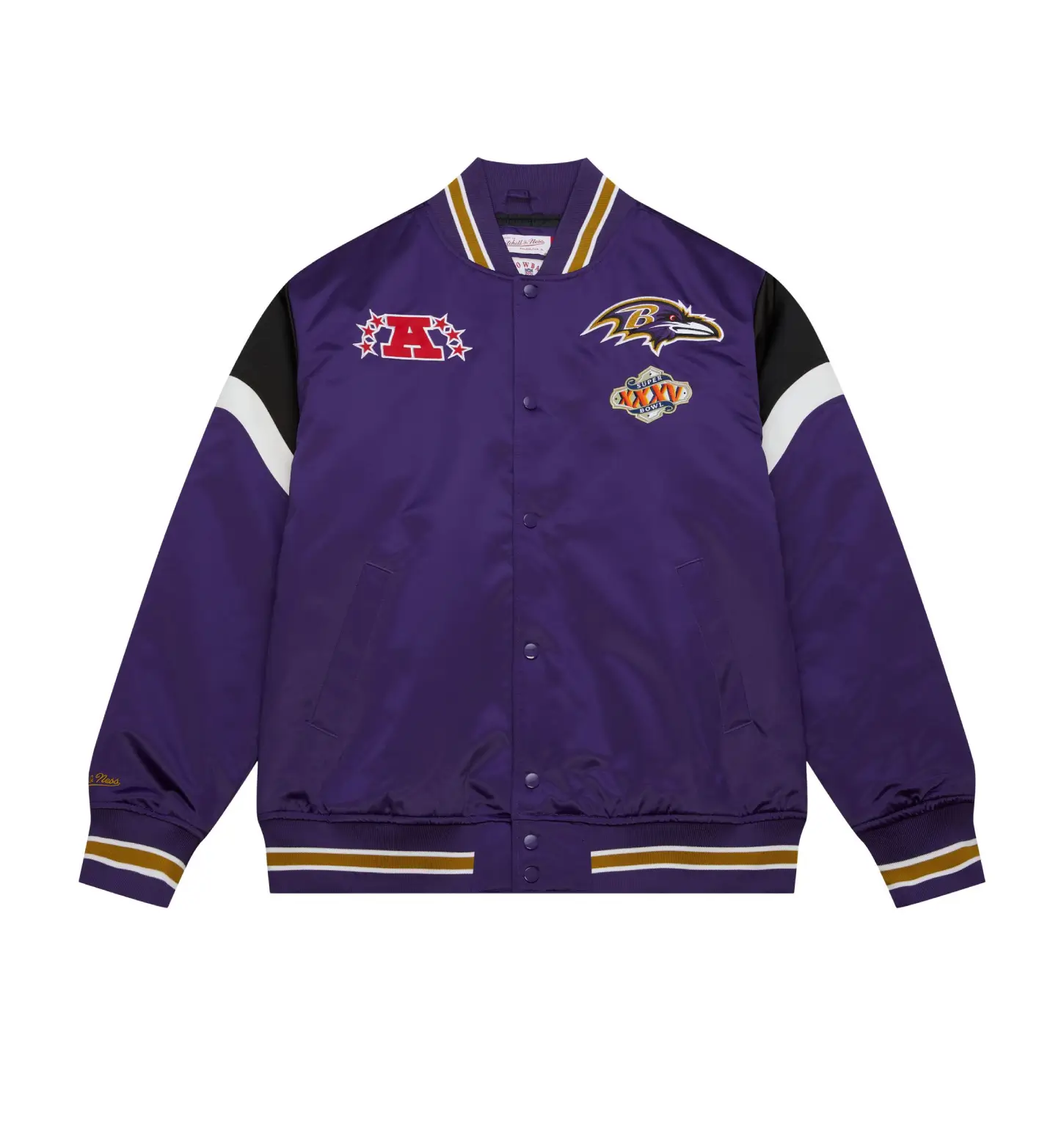 Baltimore Ravens Cooperstown Heavyweight Full-Snap Purple Satin Varsity Jacket