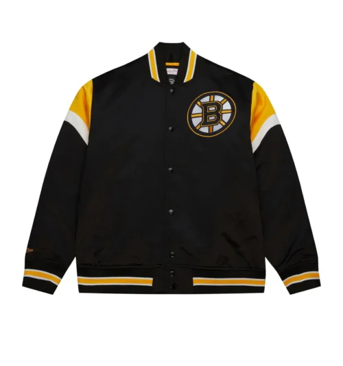 Boston Bruins Cooperstown Heavyweight Full-Snap Satin Varsity Jacket