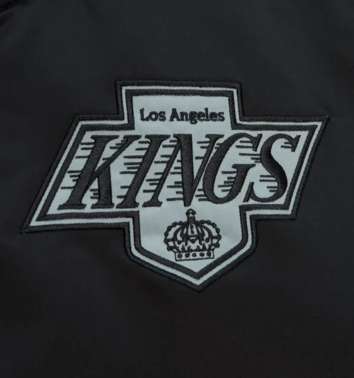Los Angeles Kings Cooperstown Heavyweight Full-Snap Satin Varsity Black Jacket - Image 3